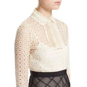 Red Valentino Eyelet Bodice Silk Dress